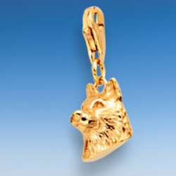 Charm-Anhänger Husky-Kopf in Silber und Gold