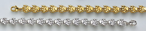Armband mit beweglichen Katzenpfoten in Silver oder Gold