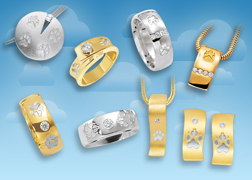 Pfotenschmuck mit Hundepfötchen in Gold und Silber Hundepfoten Schmuck