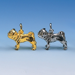 Charm-Anhänger Mops in Silber und Gold