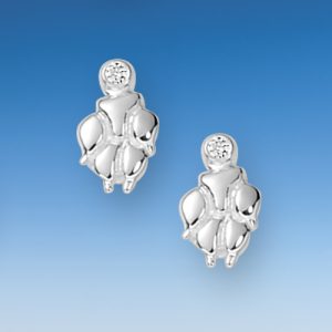 Ohrstecker kleine Hundepfote mit Zirkonia