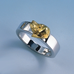 Ring mit Labrador-Kopf in Silber oder Gold
