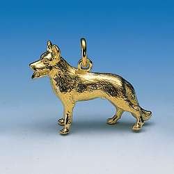 Anhänger Schäferhund in Gold und Silber