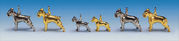 Schmuck Boxer Hund in Silber und Gold