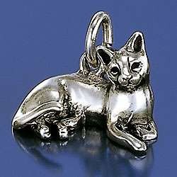 Anhänger liegende Katze in Silber oder Gold