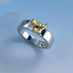 Ring mit Dobermann Kopf kupiert oder unkupiert in Silber oder Gold