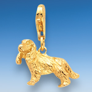 Charm-Anhänger Spaniel in Gold und Silber